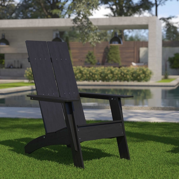 Flash Furniture Black Modern Dual Slat Back Adirondack Chair JJ-C14509-BK-GG - main